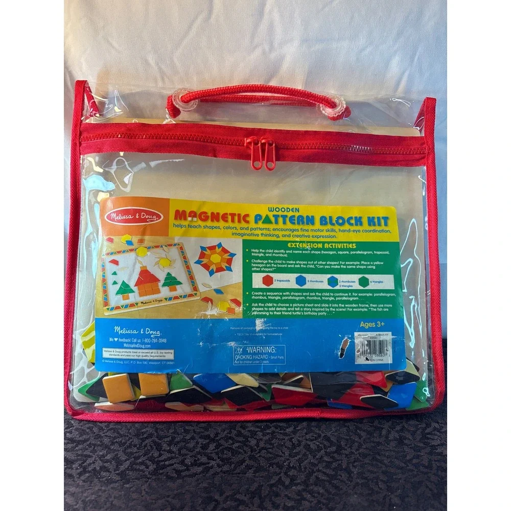 Melissa & Doug Wooden Magnetic Pattern Block Kit 3590 Educational Toy 119 Tiles